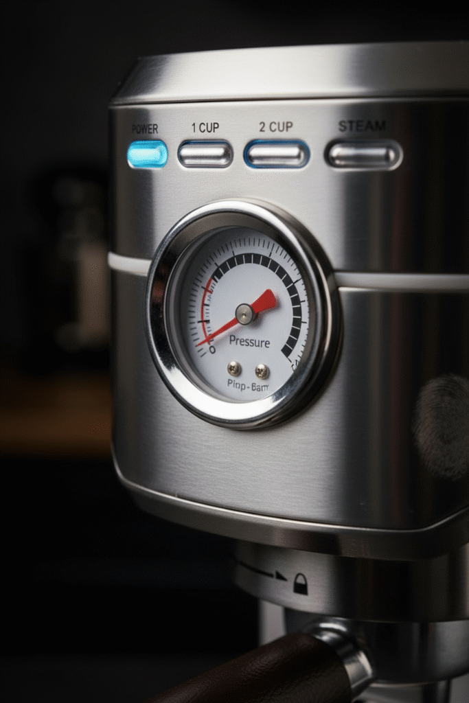 Best CASABREWS 20 Bar Espresso Machine: 2025 Review 3 CASABREWS 20 Bar Espresso Machine with pressure gauge and steam wand in modern kitchen