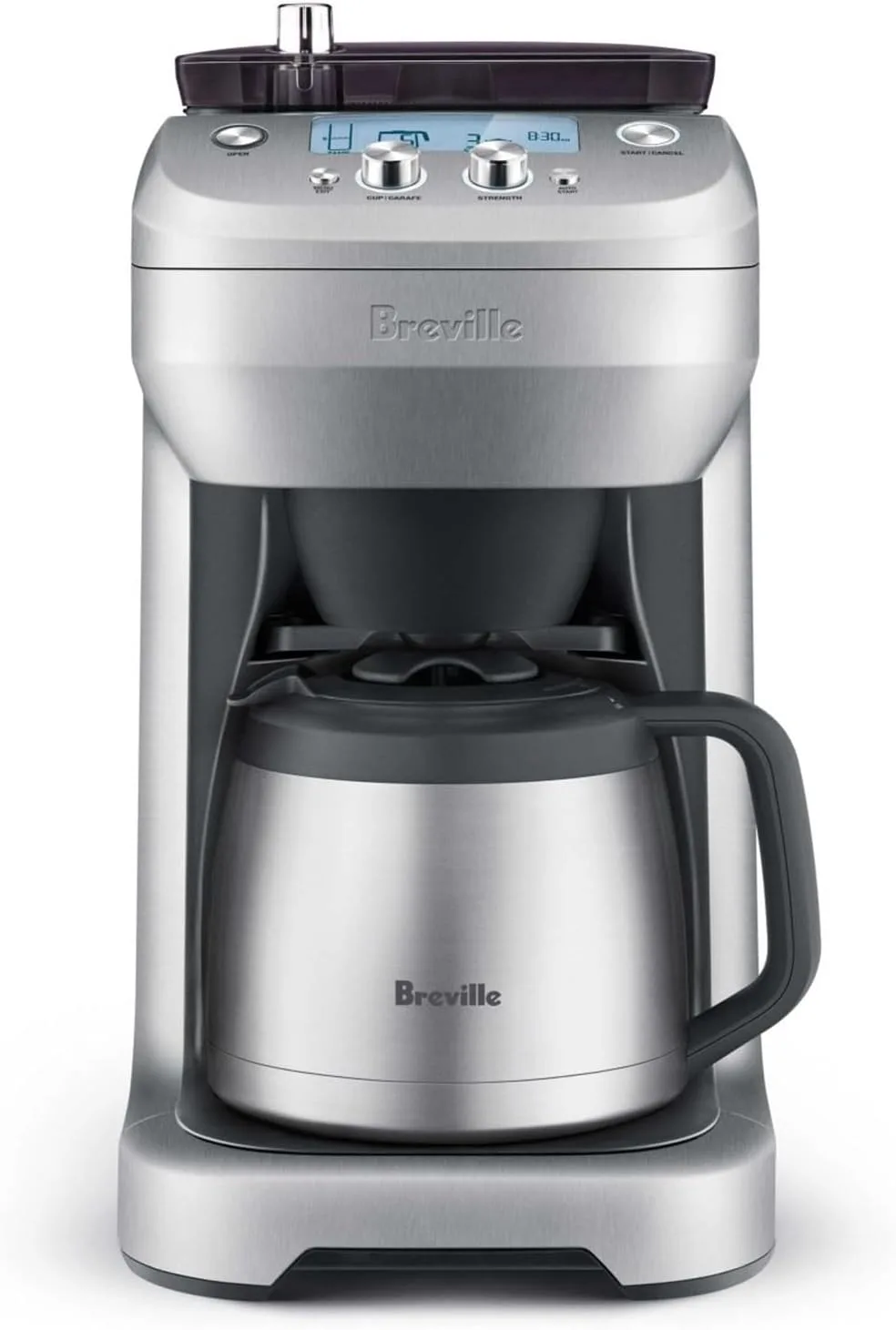 Breville grinder coffee maker Grind Control brewing fresh grounds into thermal carafe