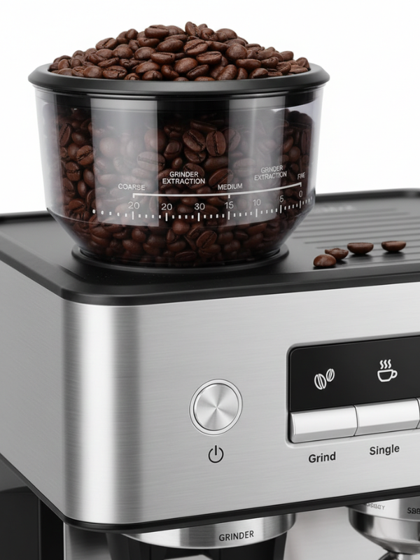 Gevi Espresso Machine 30-setting grinder dial from coarse level 30 to fine level 0