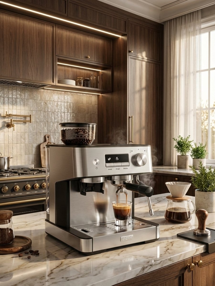Gevi Espresso Machine with built-in grinder and steam wand – 2026 Silver model