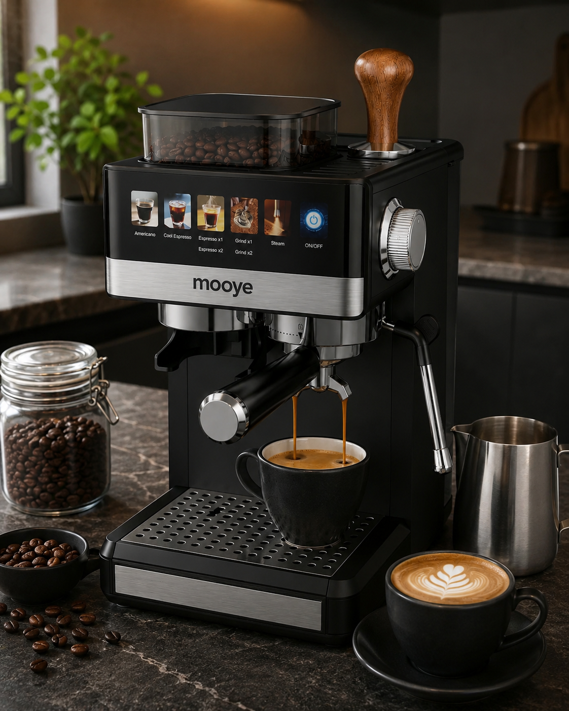 Best Espresso Machines with Grinder 2026: Top 4 All-in-One Picks 10 Mooye black espresso machine with grinder and LED touchscreen