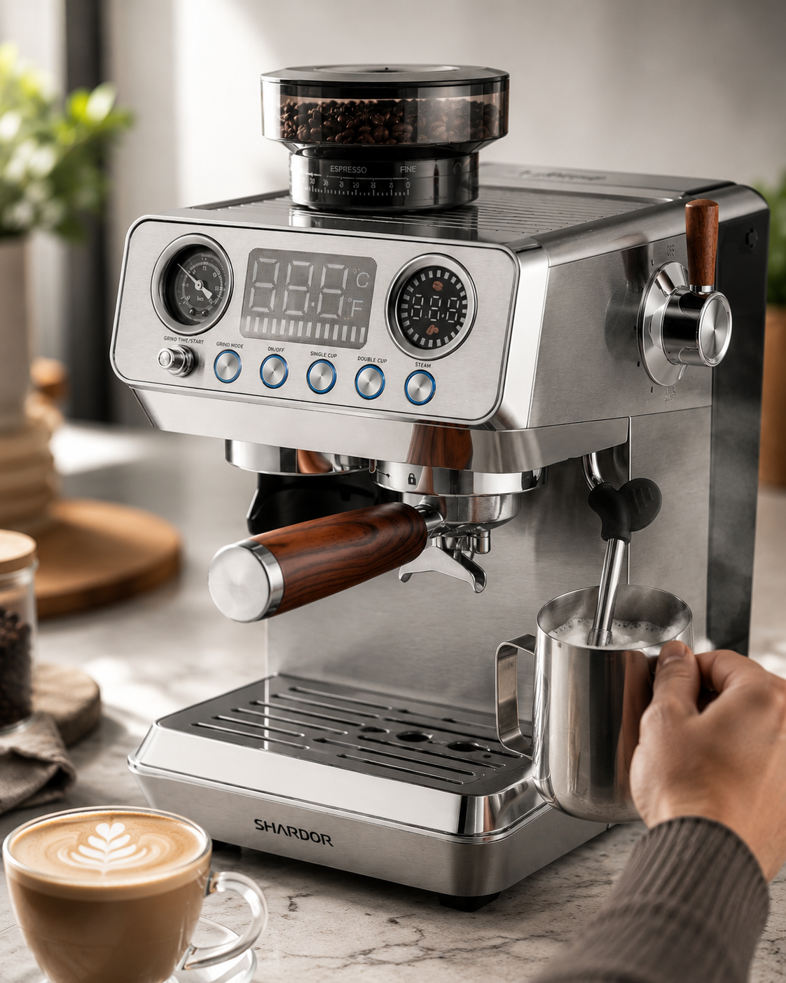 Best Espresso Machines with Grinder 2026: Top 4 All-in-One Picks 6 SHARDOR espresso machine professional steam wand for latte and cappuccino